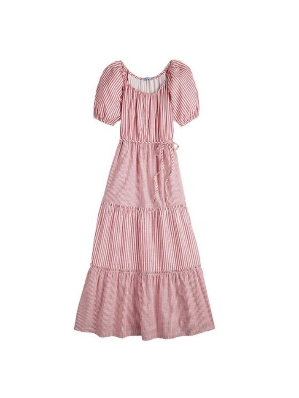 Draper James striped Red and white Tiered Cotton midi Dress Flared Medium - Picture 12 of 12